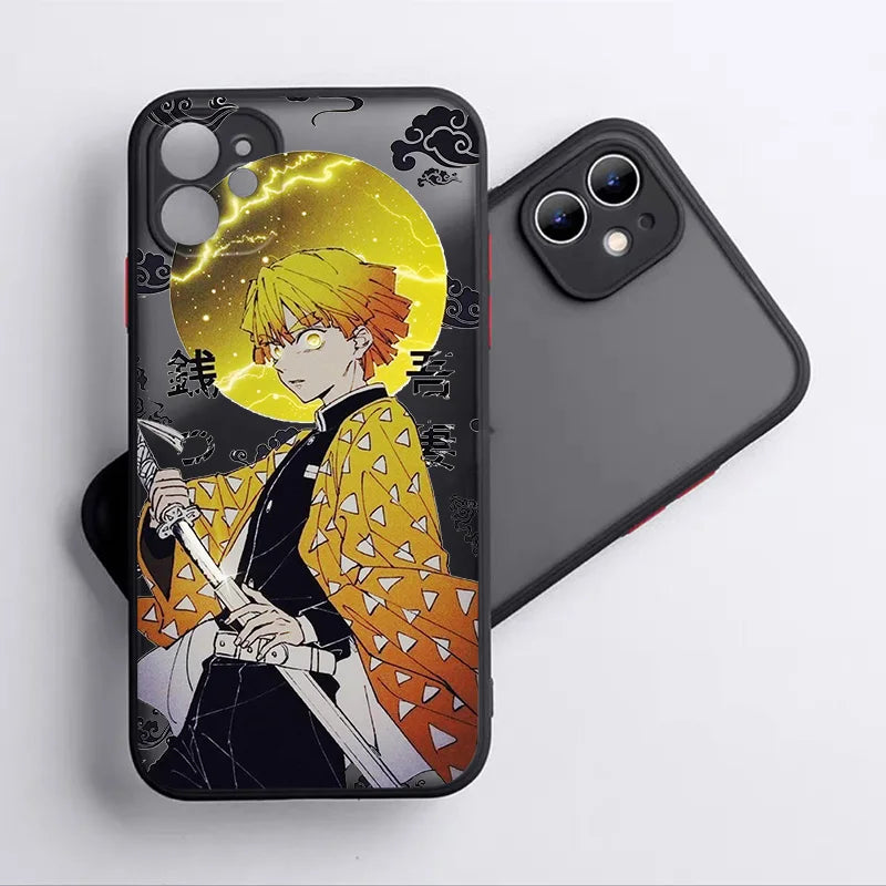 Anime Demon Sayer Zenitsu Azuma Phone Case For Apple iPhone 15 14 13 12 mini 11 XS XR X 8 7 Pro Max Frosted Translucent Cover