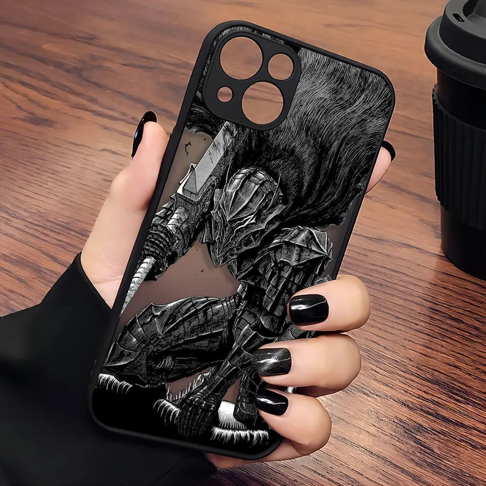 Berserk Guts Hot Blood Anime Phone Case For iPhone 15 14 13 12 11 Mini Pro Max X XR XSMax 7 8 Plus Matte Transparent Back Cover