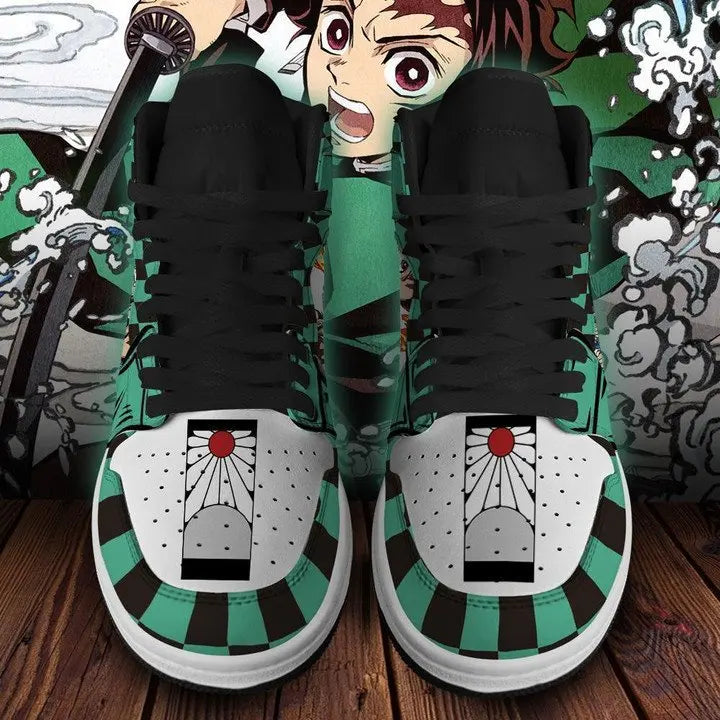 Men's Anime Sneakers Demon Slayer Anime Shoes Cartoon Tanjirou Cosplay Men Casual High Top Shoes Anime Shoes Running Sneakers