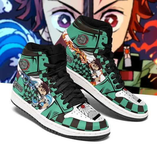 Men's Anime Sneakers Demon Slayer Anime Shoes Cartoon Tanjirou Cosplay Men Casual High Top Shoes Anime Shoes Running Sneakers