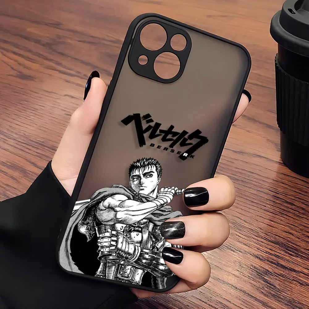 Berserk Guts Hot Blood Anime Phone Case For iPhone 15 14 13 12 11 Mini Pro Max X XR XSMax 7 8 Plus Matte Transparent Back Cover