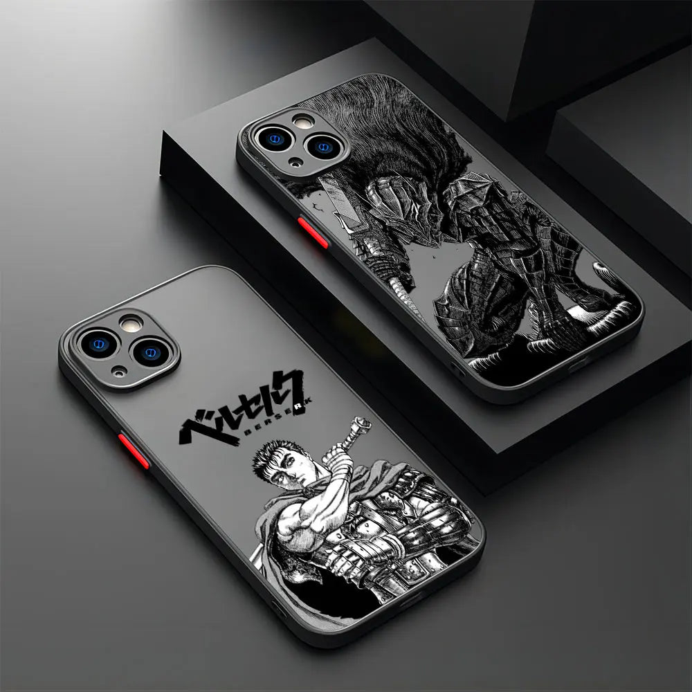 Berserk Guts Hot Blood Anime Phone Case For iPhone 15 14 13 12 11 Mini Pro Max X XR XSMax 7 8 Plus Matte Transparent Back Cover