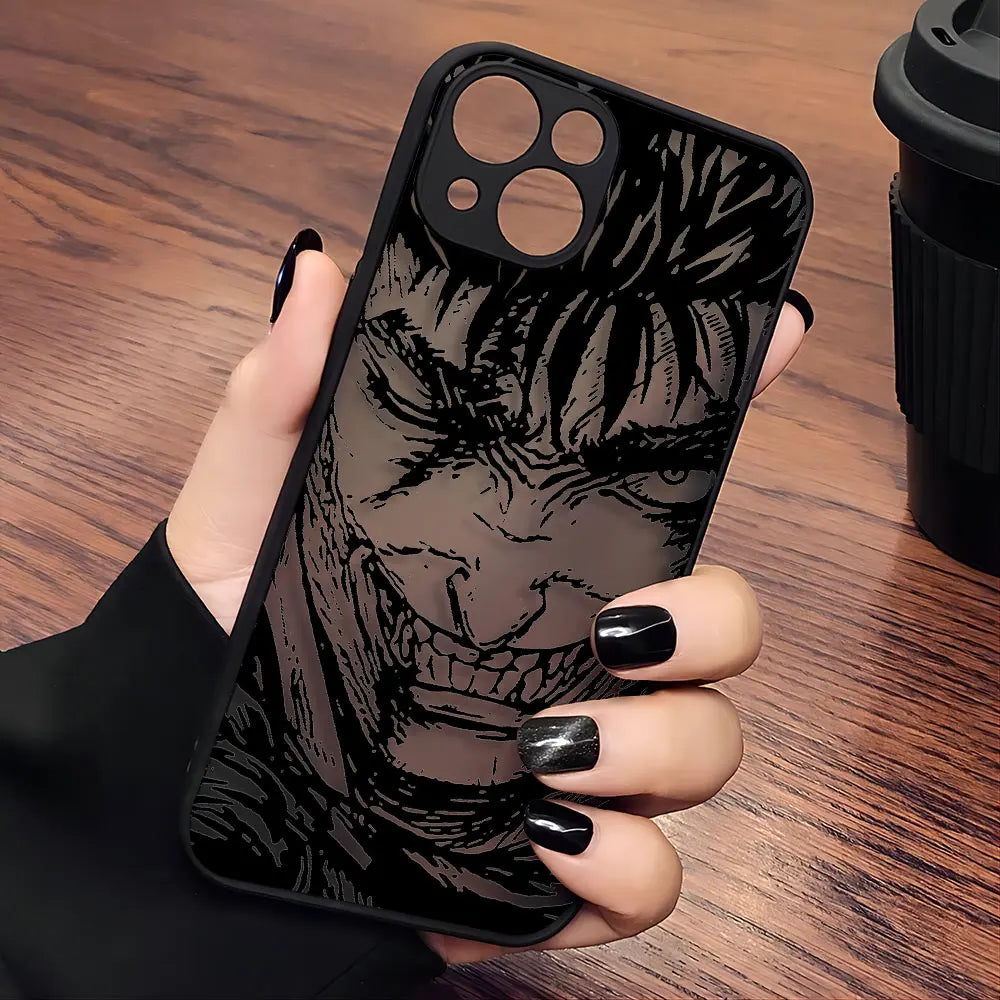 Berserk Guts Hot Blood Anime Phone Case For iPhone 15 14 13 12 11 Mini Pro Max X XR XSMax 7 8 Plus Matte Transparent Back Cover